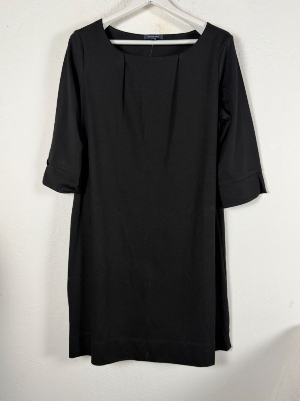 Lands' End Black Shift Dress Size 18 3/4 Sleeve Stretch Knit Work Office NWT $89